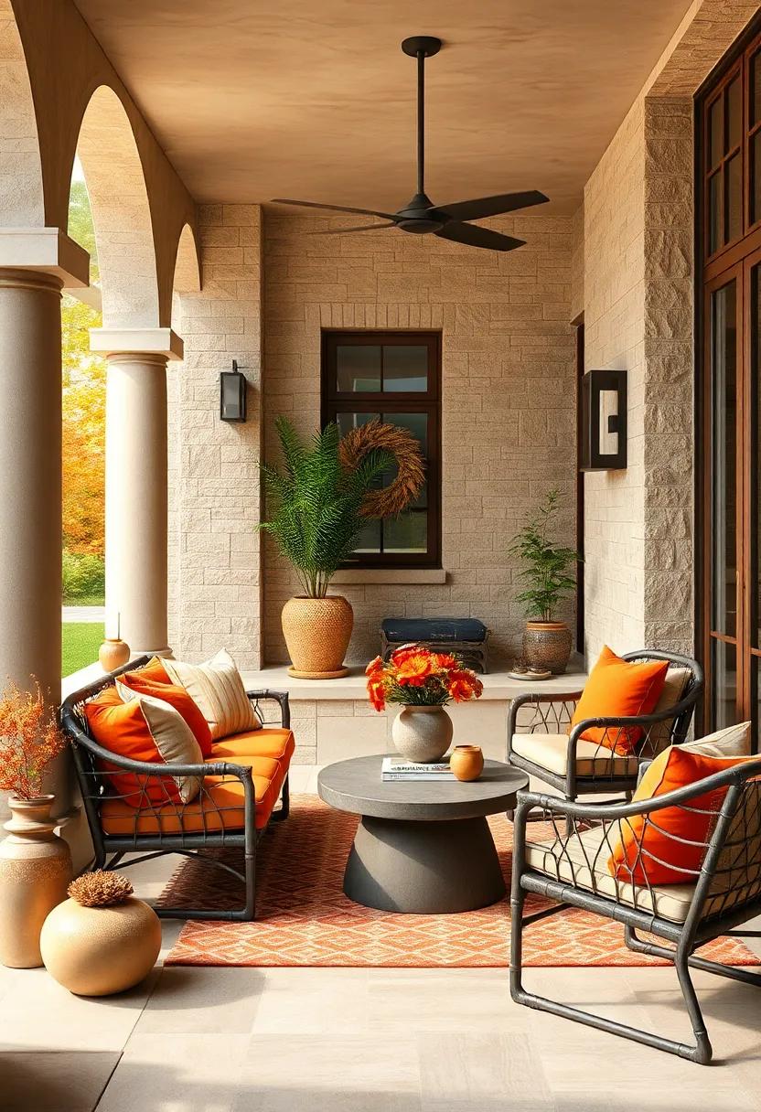Add plush burnt amber cushions to your exterior ⁣seating for​ outdoor cozy⁢ comfort