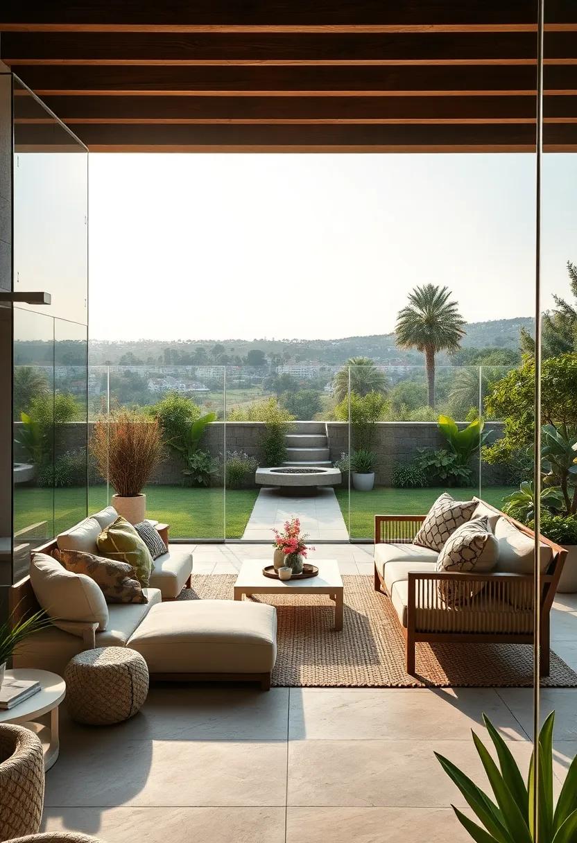 Clear Acrylic Barriers Enhancing‍ Open-Air Lounge⁣ Areas With panoramic views Of The Landscape