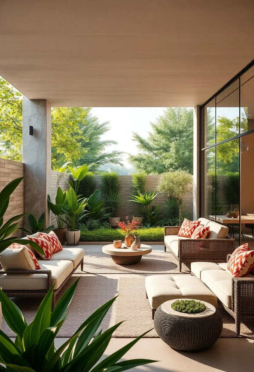 Sleek ‍Glass Panels Framing Lush Greenery for Seamless Outdoor ‌Integration