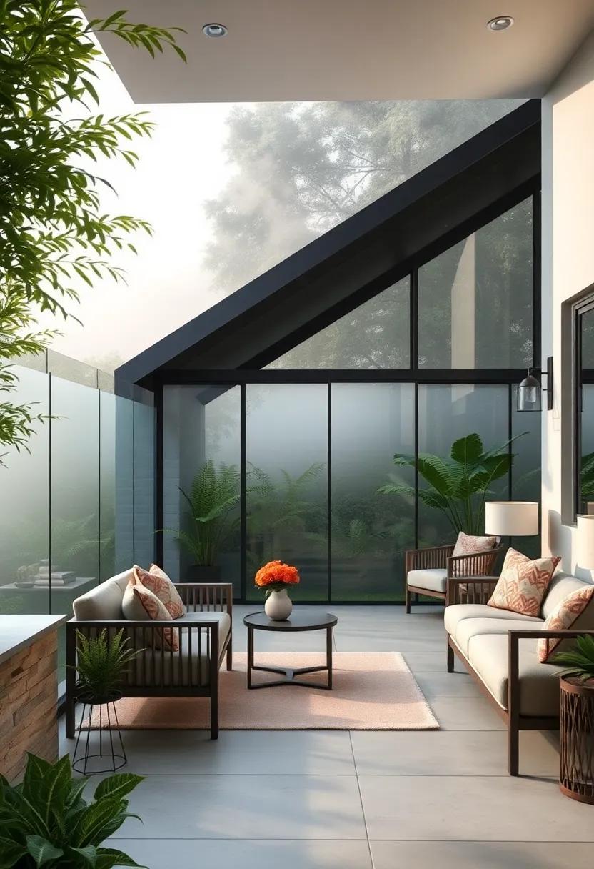 Soft mist Rising Behind Elegant glass Garden Fences Revealing hidden fern Groves