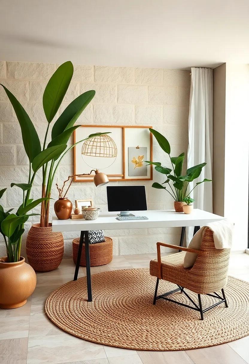 Driftwood Desk Accessories ‌Complementing ⁤a Cozy Jute Rug