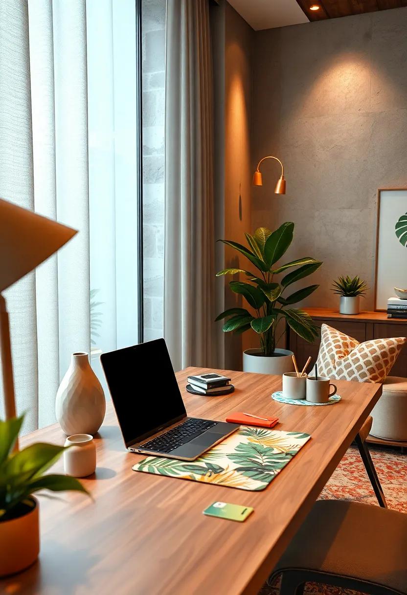 Tropical Print Mouse Pad and coordinated Desk Stationery