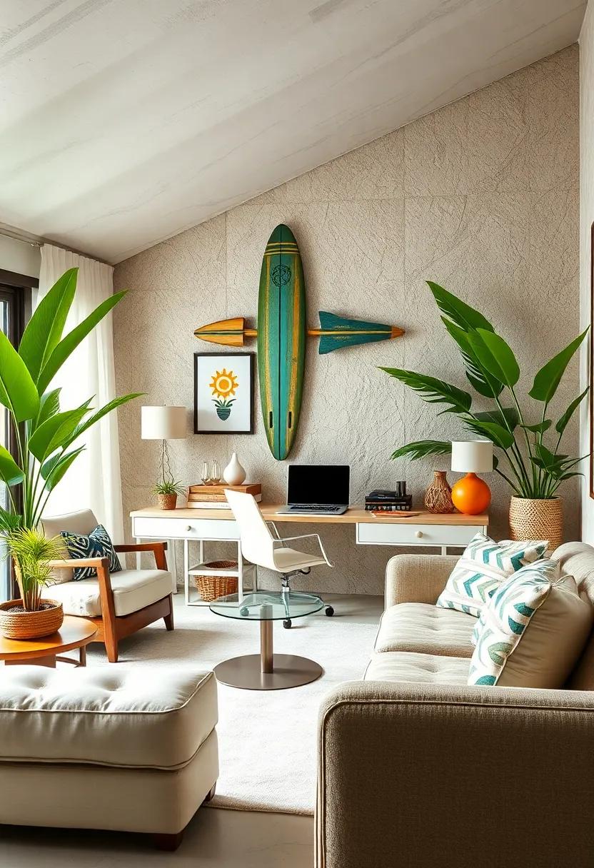 Vintage Surfboard Wall ⁤art and Nautical Touches