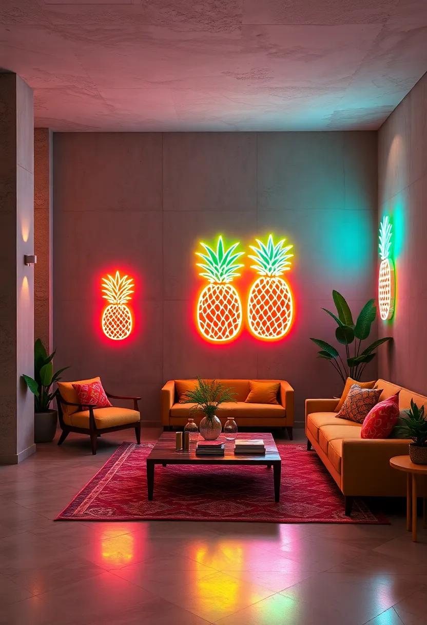 Neon Pineapple Glow: Bright‍ and energetic,​ suitable for nightlife or summer party ⁤themes