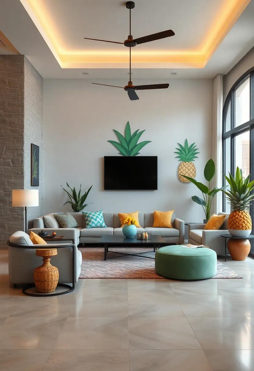 Pineapple ⁣Crown texture: Highlighting the fruit’s ⁢distinctive leafy top, adding natural detail ‍and dimension