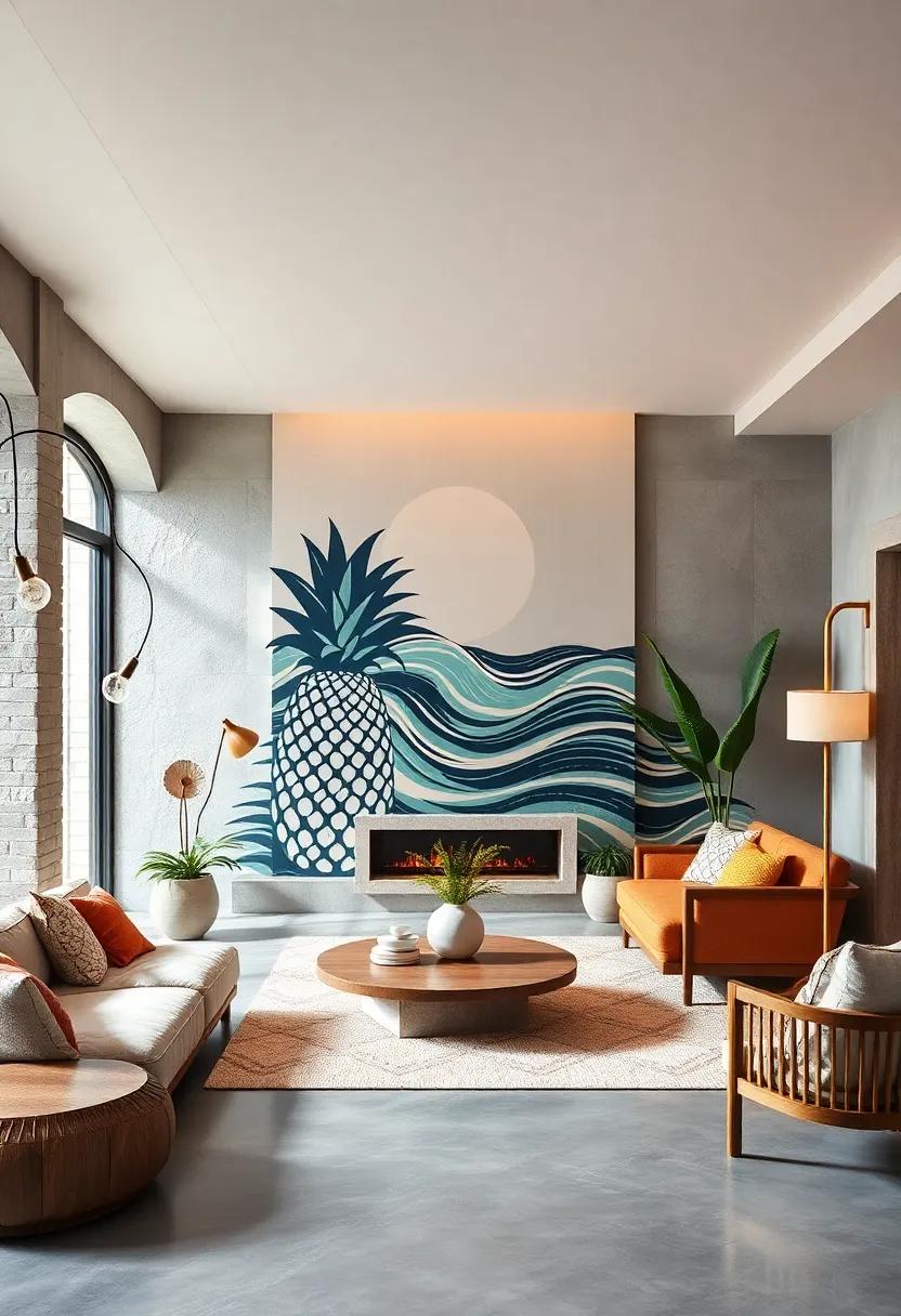 Pineapple ⁢Silhouetted Against Waves: Evoking ocean breezes and‌ beach days​ with simple, fluid ‍shapes