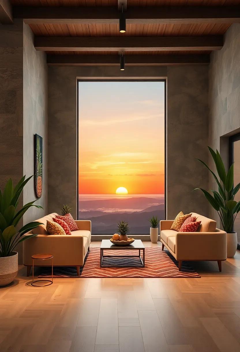 Pineapple with Sunset Horizon:‌ Blending ‌fruity motifs with warm sunset gradients for relaxing scenes