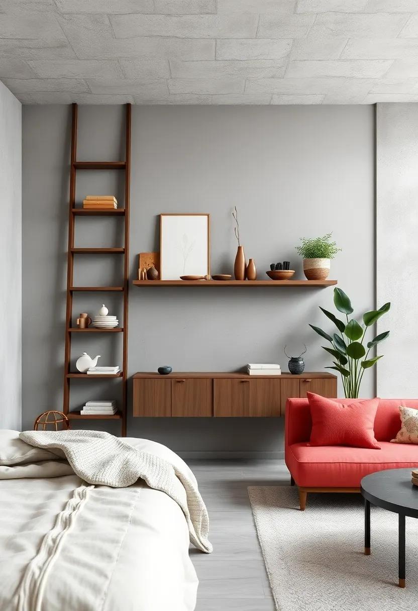 employ ladder shelves that lean against a wall to combine ‍storage with ⁣stylish vertical display options