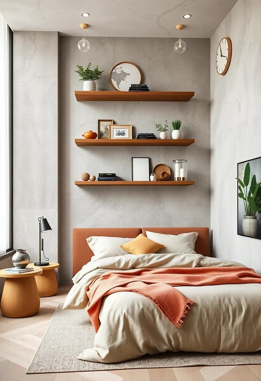 Use wall-mounted floating shelves ​to store decorative​ items⁣ and essentials without taking up floor space
