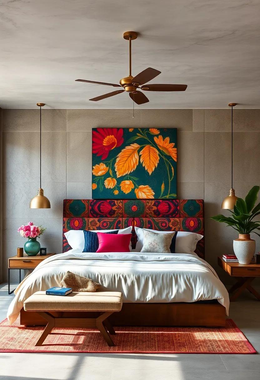 Choose a⁢ bold, patterned headboard to anchor​ the bed as the room’s focal point