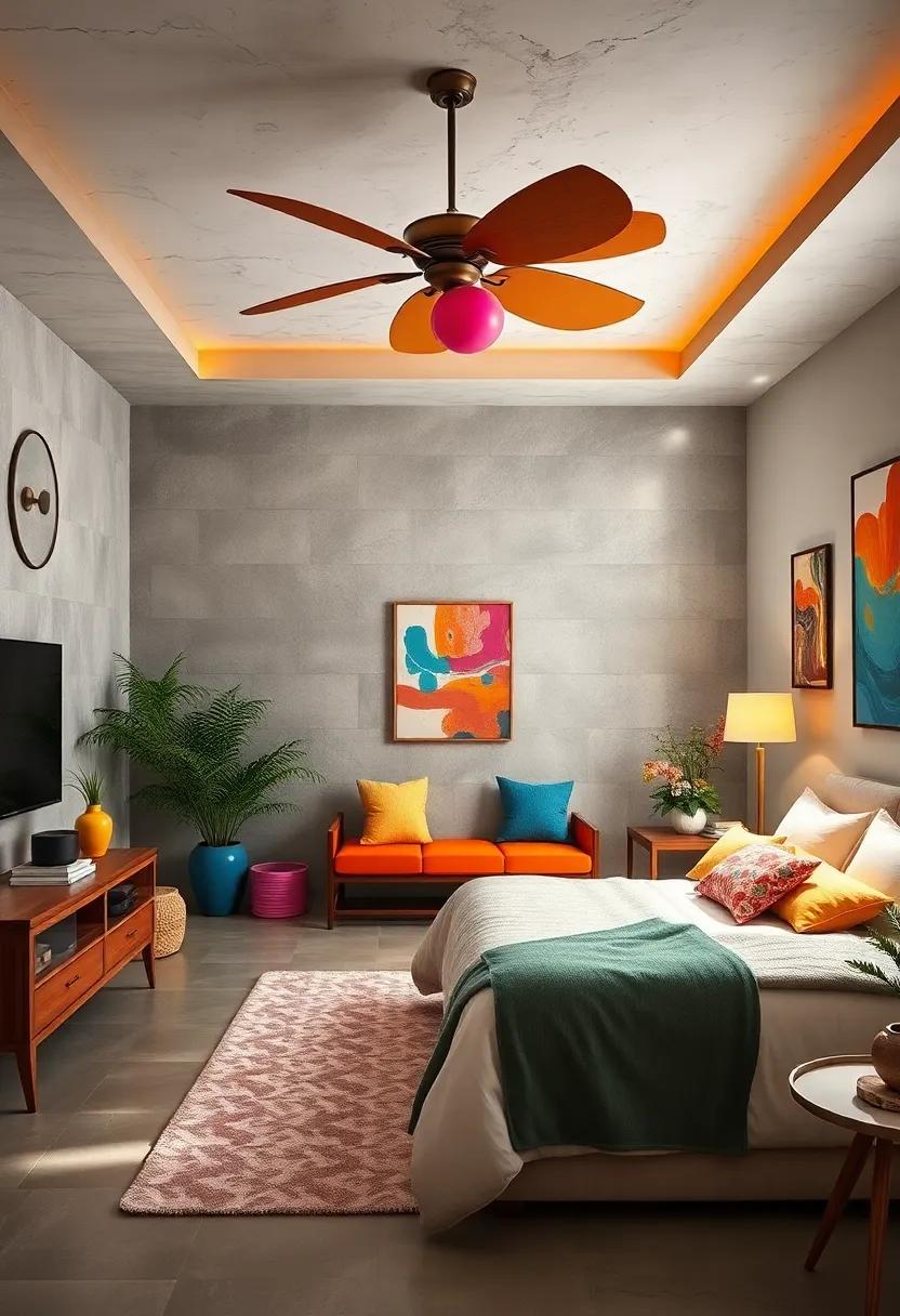 Incorporate colorful ceiling fixtures or fan blades to surprise and delight⁣ above