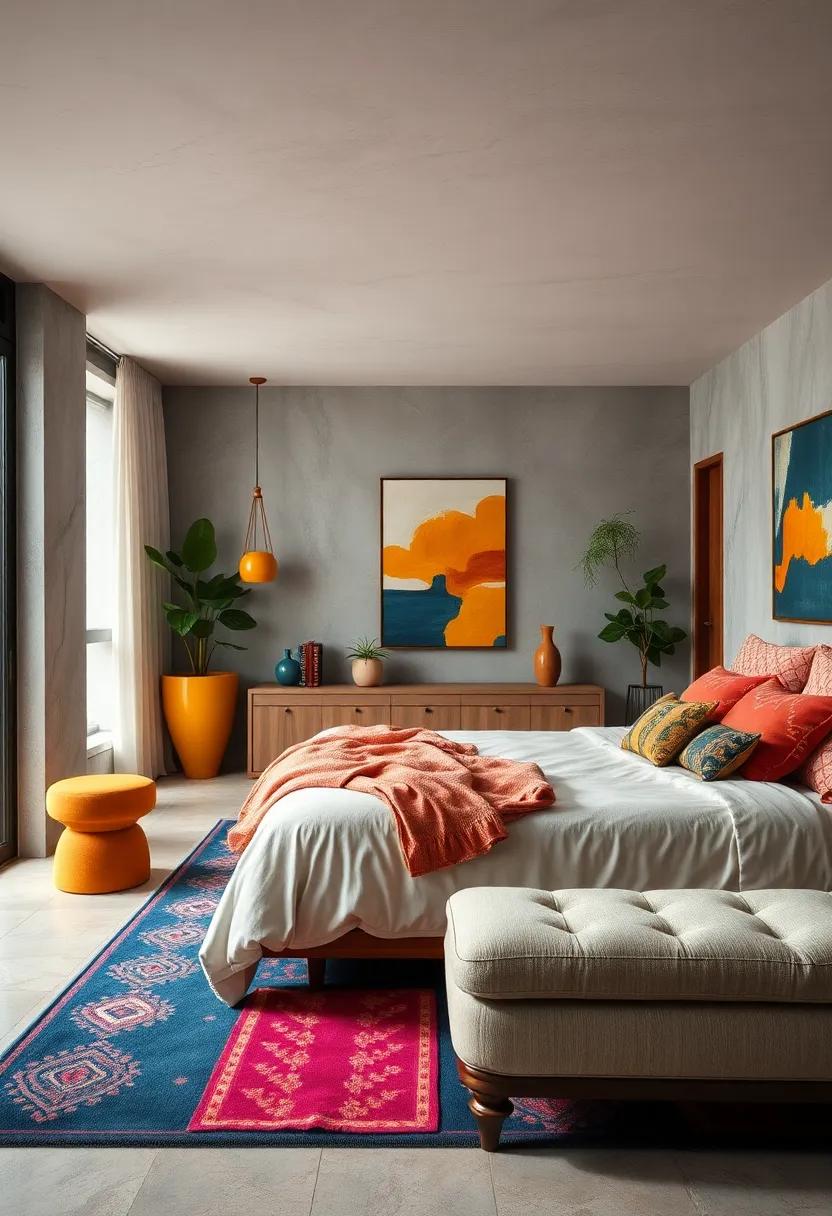 Mix bold patterned textiles with solid‍ colors to create a dynamic visual balance