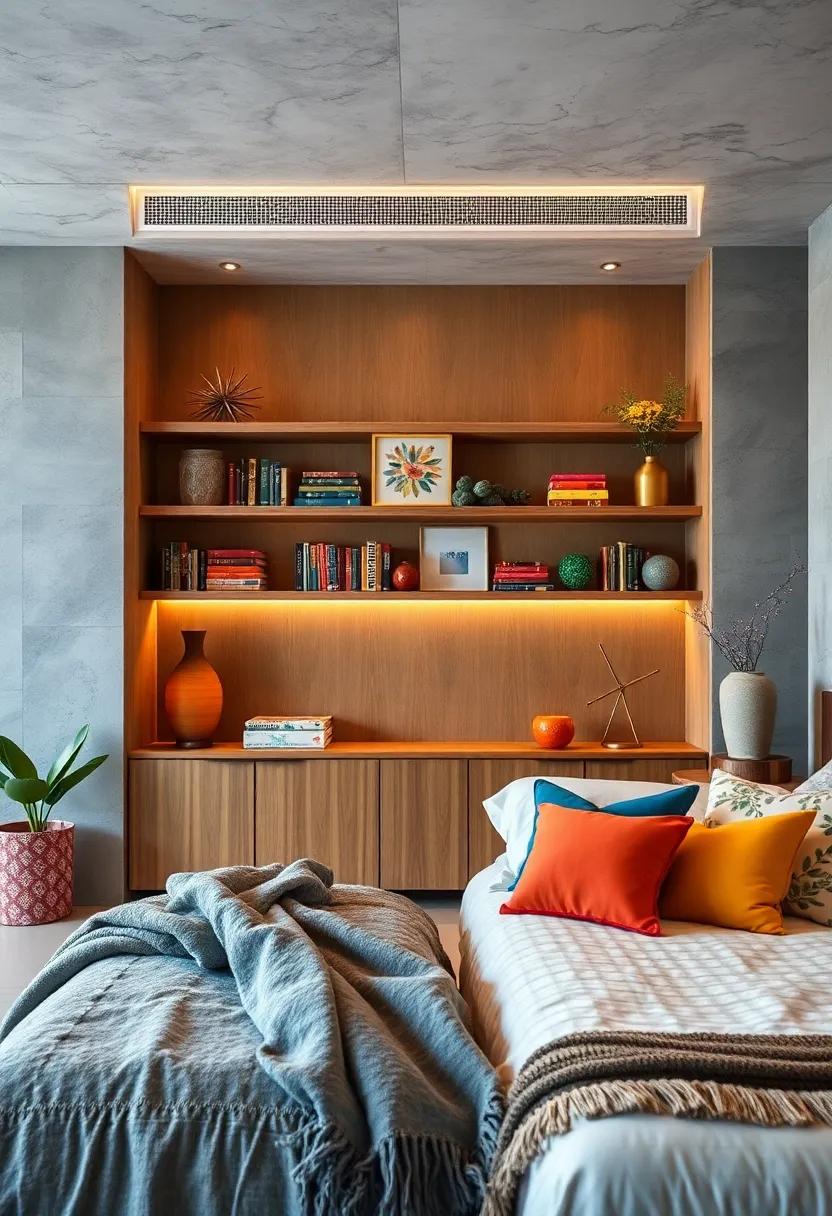 Scatter ‍vibrant‌ decorative books or boxes on shelves‍ to enhance visual interest