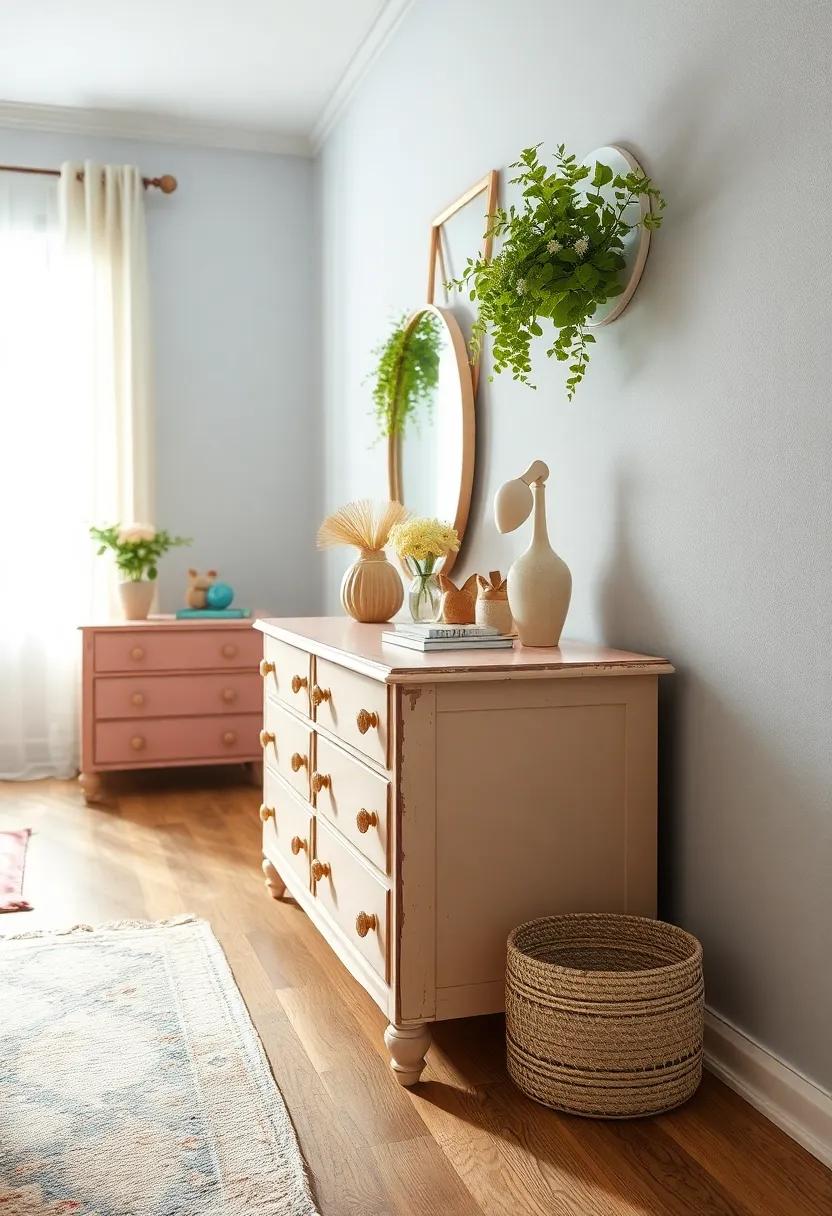 Pastel Painted Dressers⁢ with ⁣Distressed ⁣Finish and Retro Knobs⁣ Creating Soft Vintage Appeal