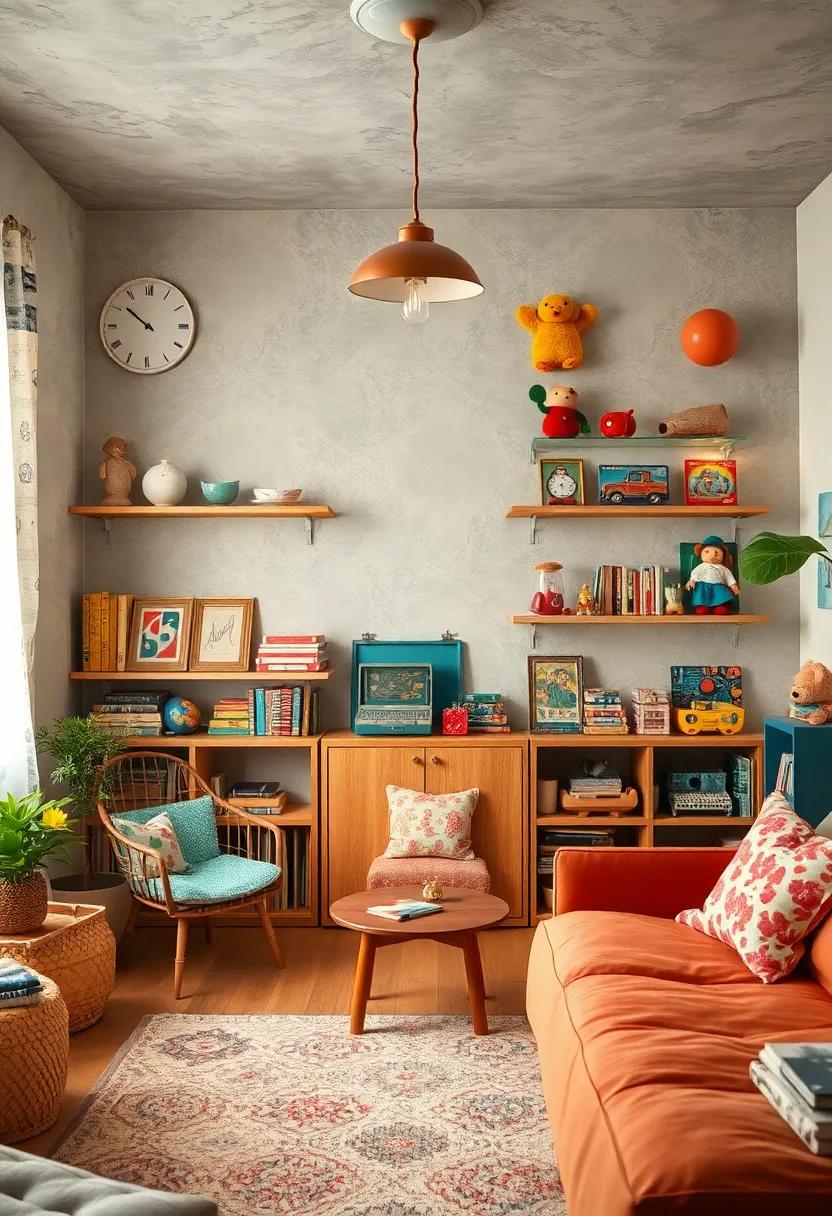 Vintage Toy Collections Displayed Neatly on Open Shelves in a Charming Girls’ ‌Room