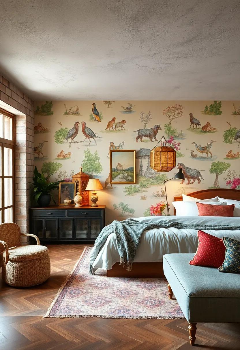 Storybook illustrations:‌ Wallpaper depicting⁣ whimsical vintage storybook ‌scenes adds charm and personality