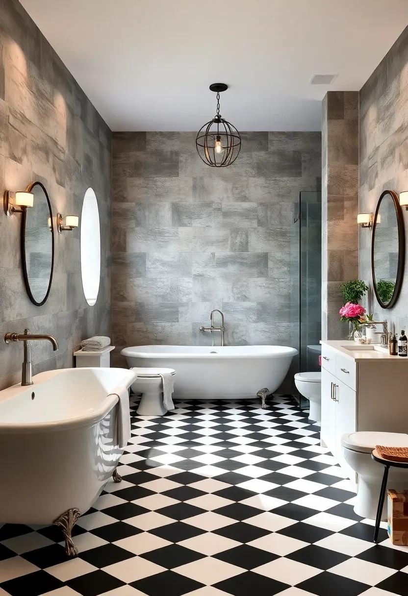 Black and White ‌Checkerboard Flooring for Bold​ Contrast