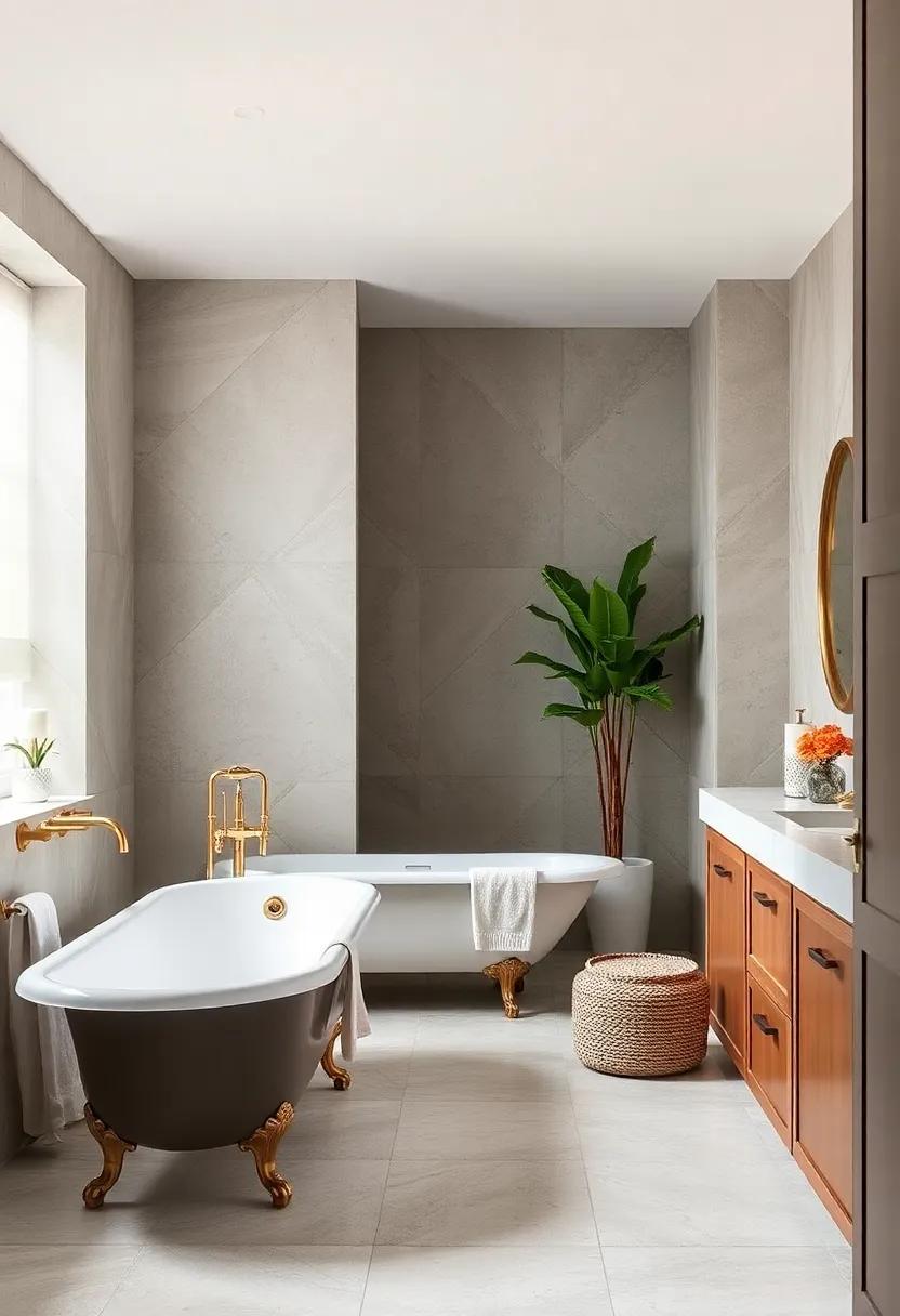 Clawfoot Bathtubs​ with​ Brass Fixtures for Elegant Soaking
