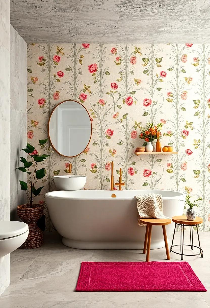 Patterned Wallpaper⁢ Featuring Floral or ‌Geometric Motifs