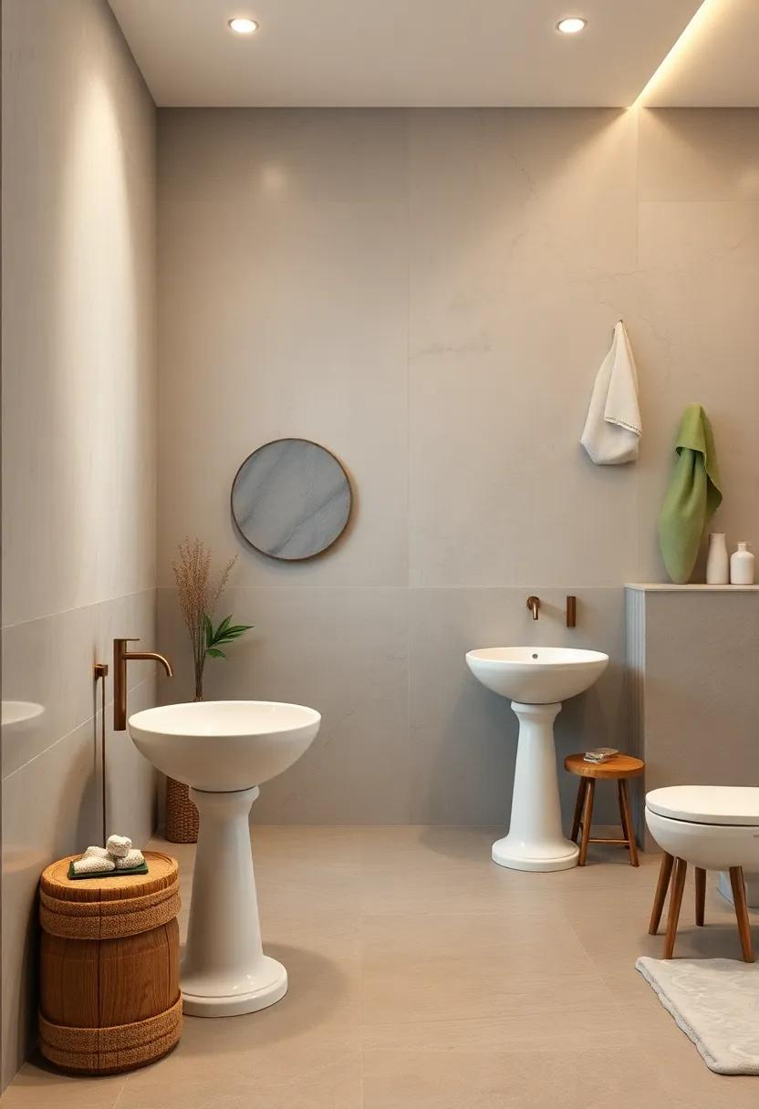 pedestal Sinks with Curved Silhouettes