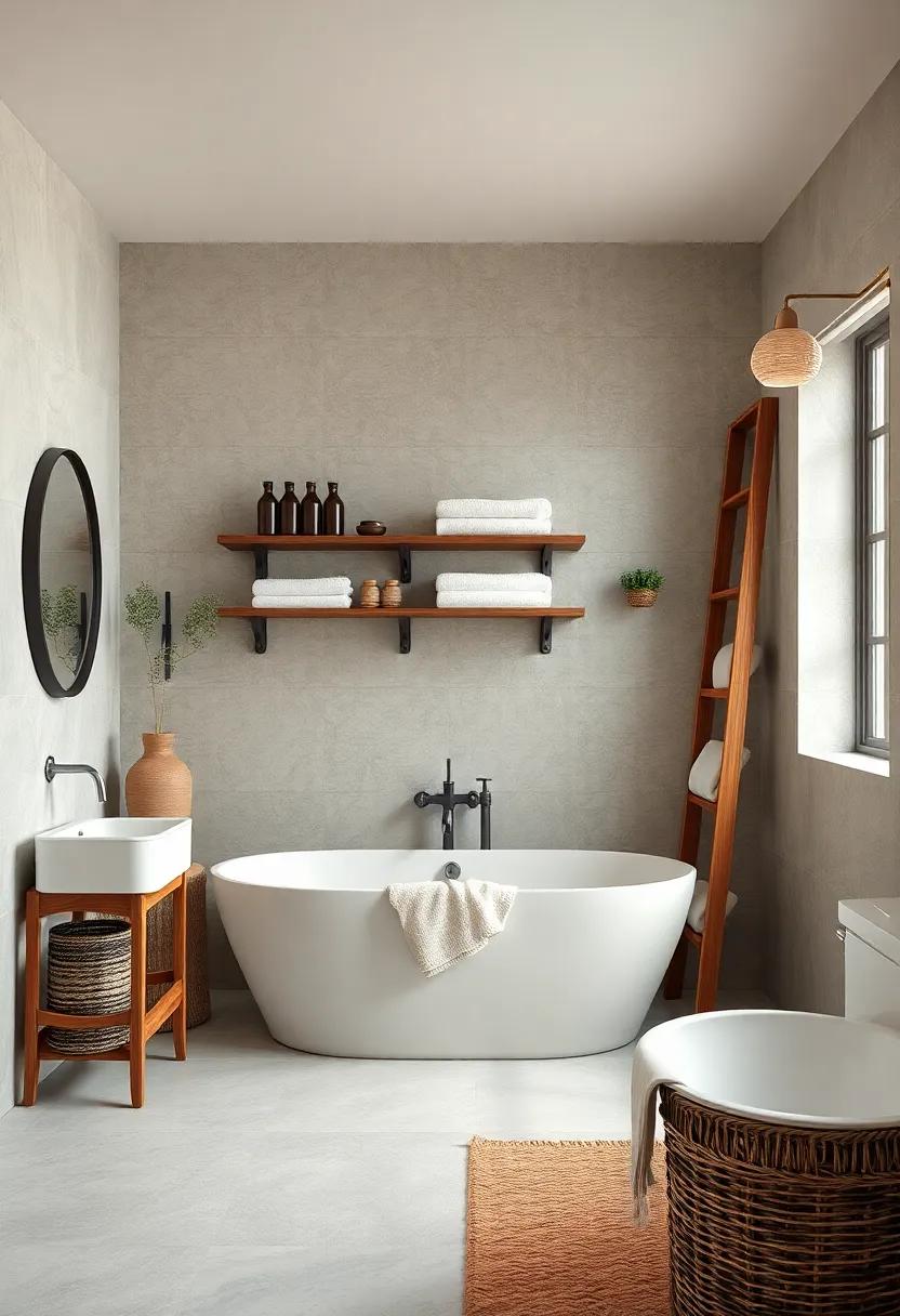 Wooden Ladder Shelves for‌ Towels and Decorative ⁤Items