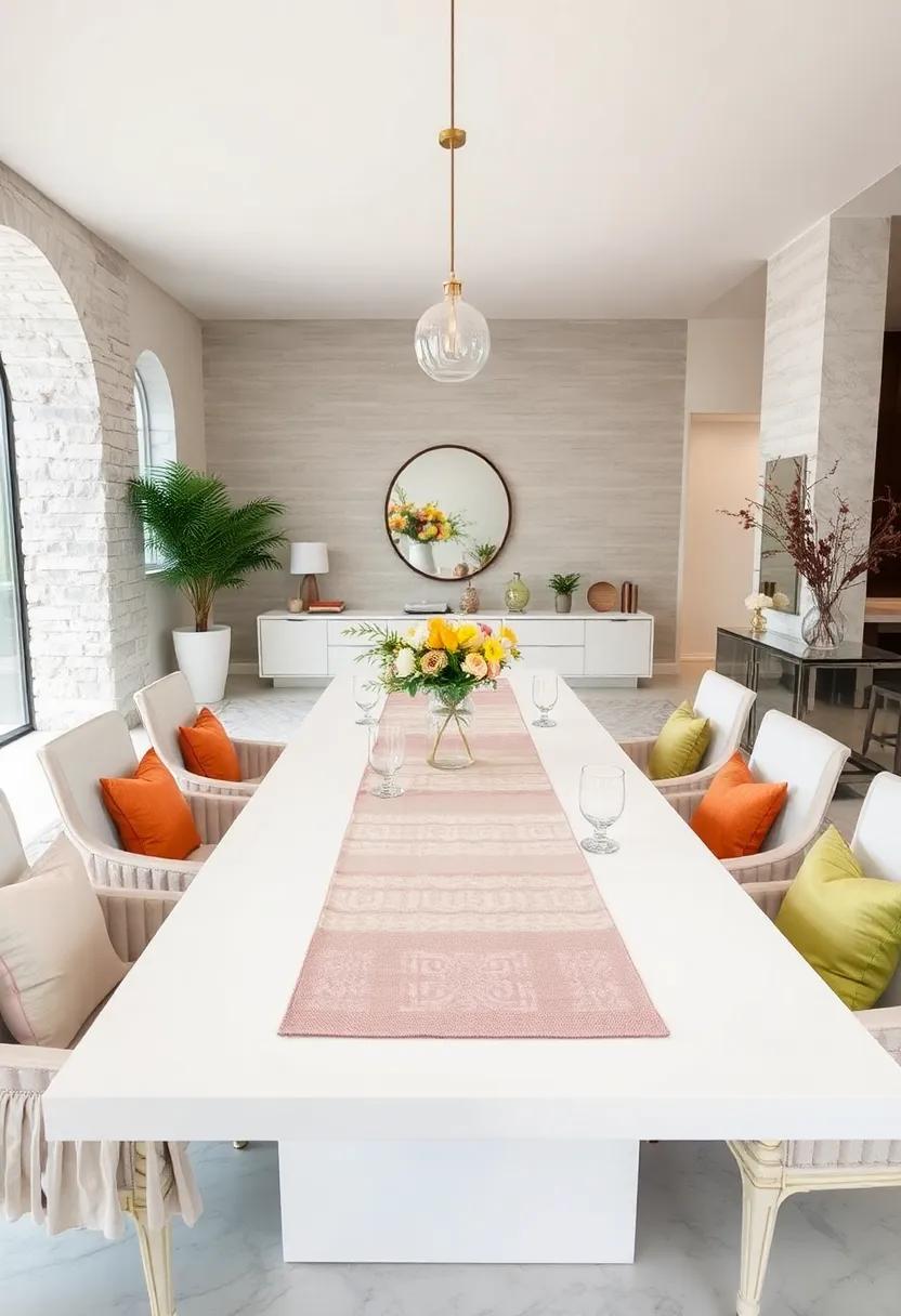 Create Seasonal Themes with ⁣Interchangeable Table Runners and ‍Centerpieces on ⁣White Tables