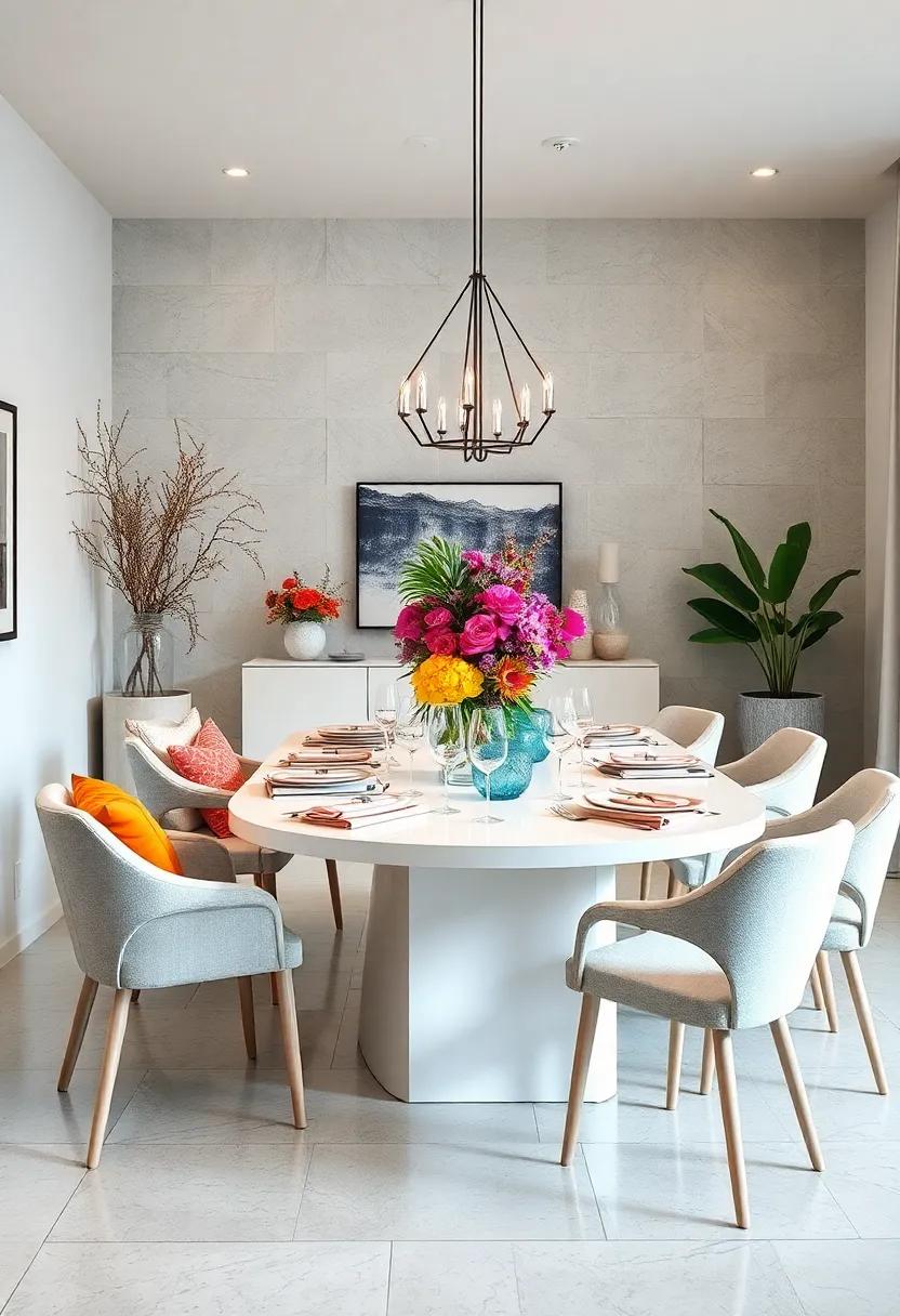 Use a White ⁤Table ​as a neutral‍ Canvas for Bold,​ Colorful Centerpieces