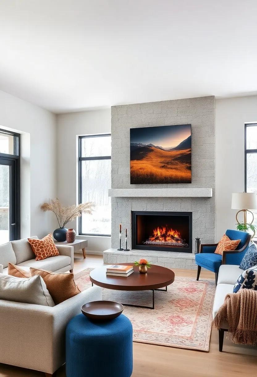 Install Statement Fireplaces or Faux Fire Elements