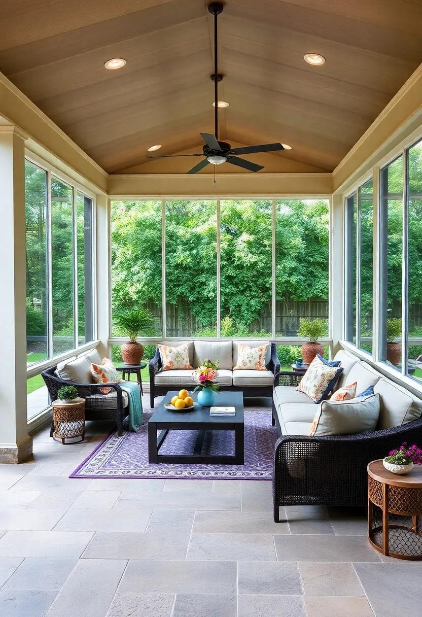 23 Inspiring Large Screened Porch Ideas Featuring Cozy Sectional Sofas for Relaxation