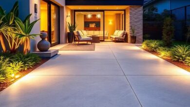 25 Stunning Modern Concrete Driveway Designs with Innovative Lighting Ideas