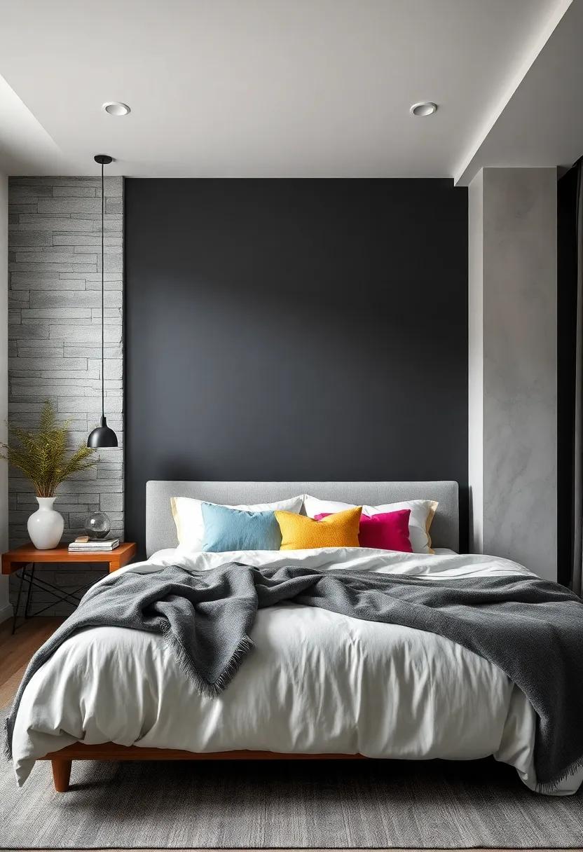 Charcoal Gray Modernity: Achieve sleek minimalism with a charcoal gray wall, providing a versatile backdrop ​for various décor styles