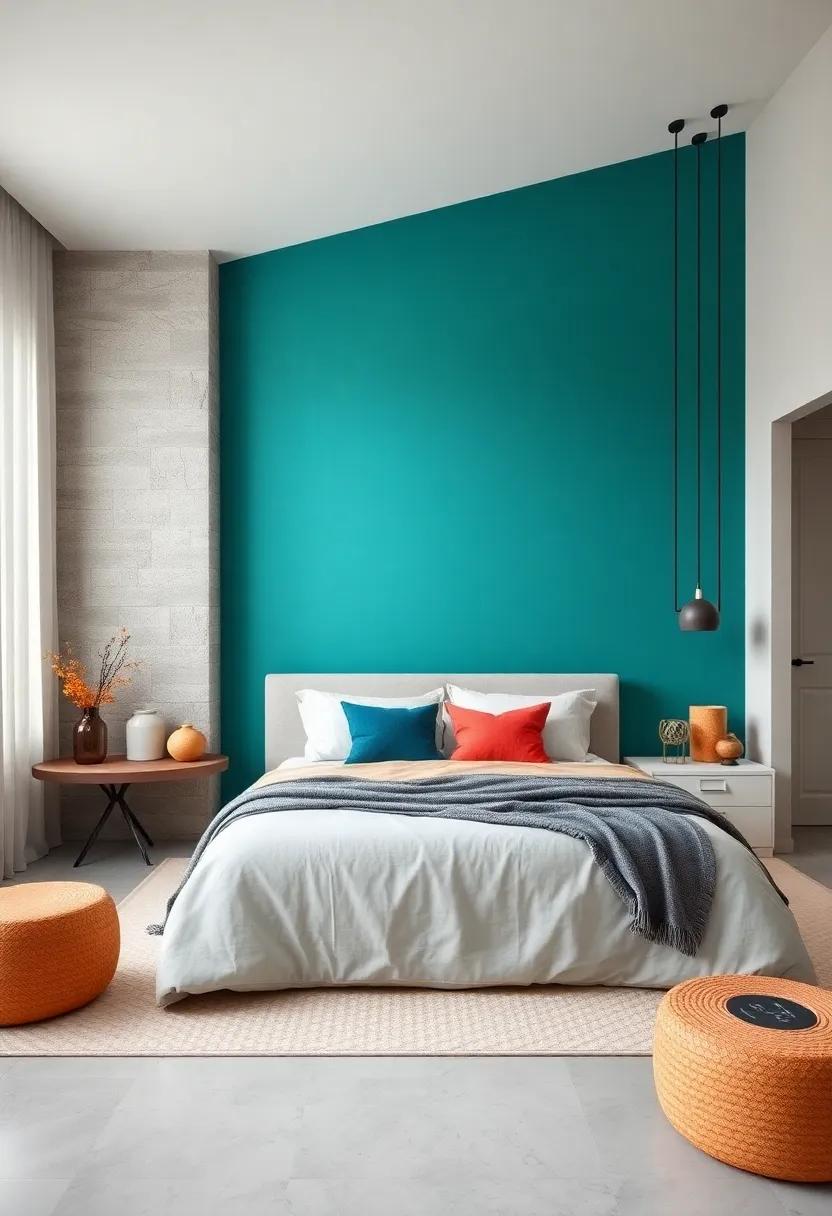 Bold Teal Contrast: Inspire creativity ⁤and ⁣energy by featuring‌ a​ striking ‌teal accent wall‍ that enlivens modern or eclectic ​bedrooms