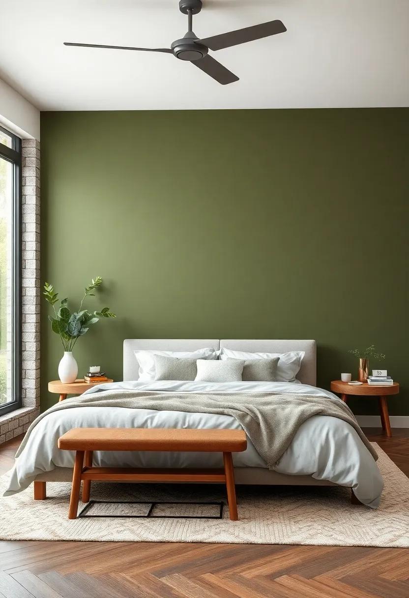olive Green Natural Vibes: ‌Connect with nature ⁣through ​an ‍olive green wall ⁣that fosters peacefulness and subtle sophistication