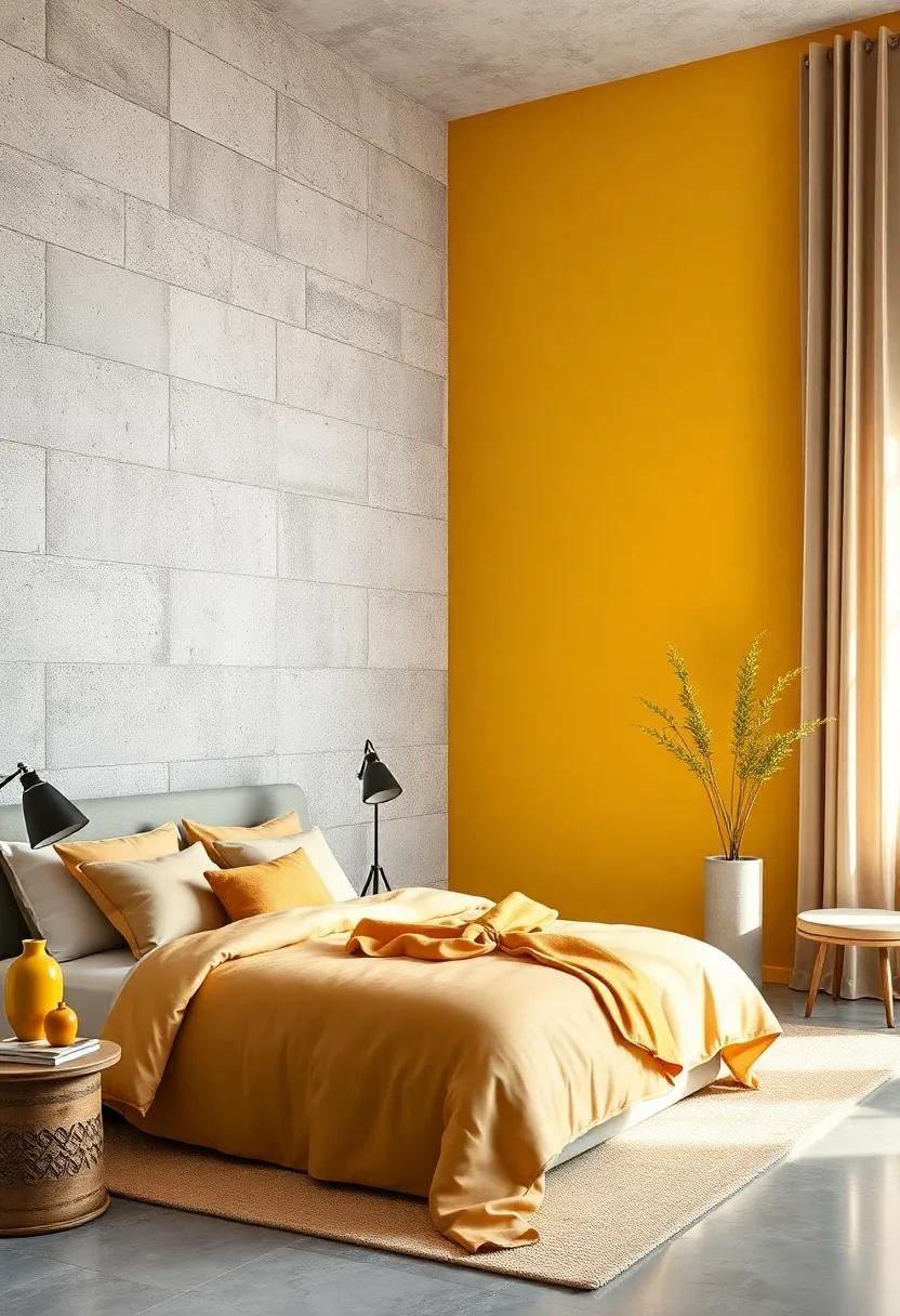Golden Yellow Radiance:⁤ Brighten your ⁣space with‍ a⁣ golden yellow‌ wall that ‌exudes warmth​ and optimism ⁢without being overpowering