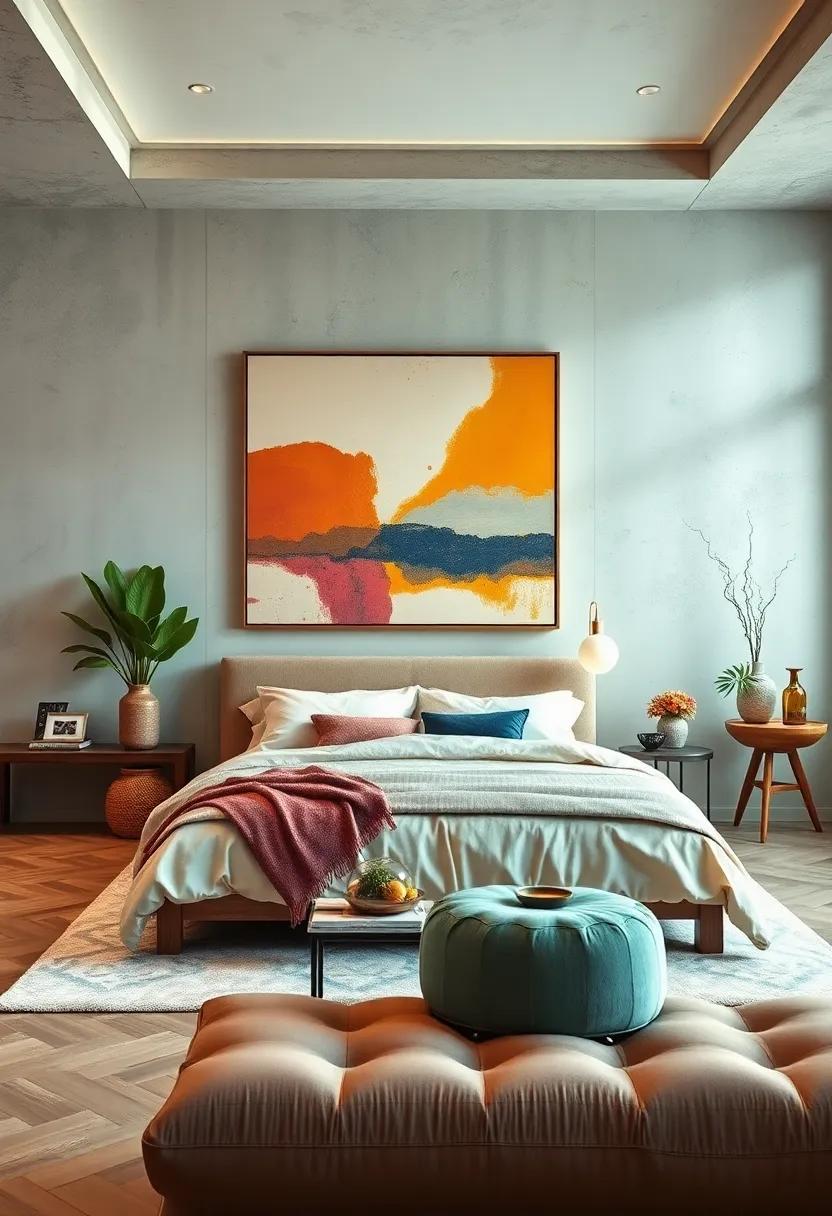 Use Oversized Statement ‌Artwork ​to Anchor the Room