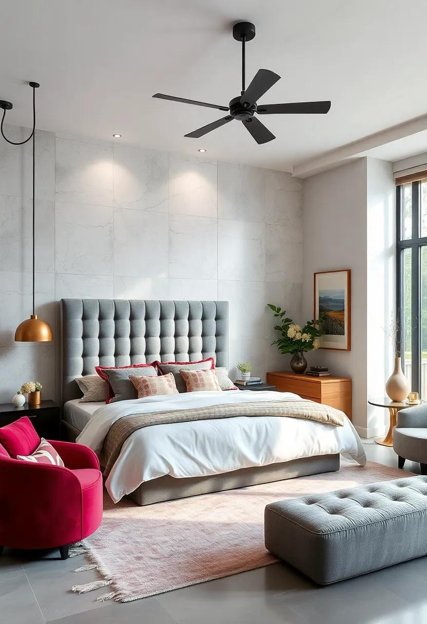 Upholstered⁢ Headboards with Bold Fabrics