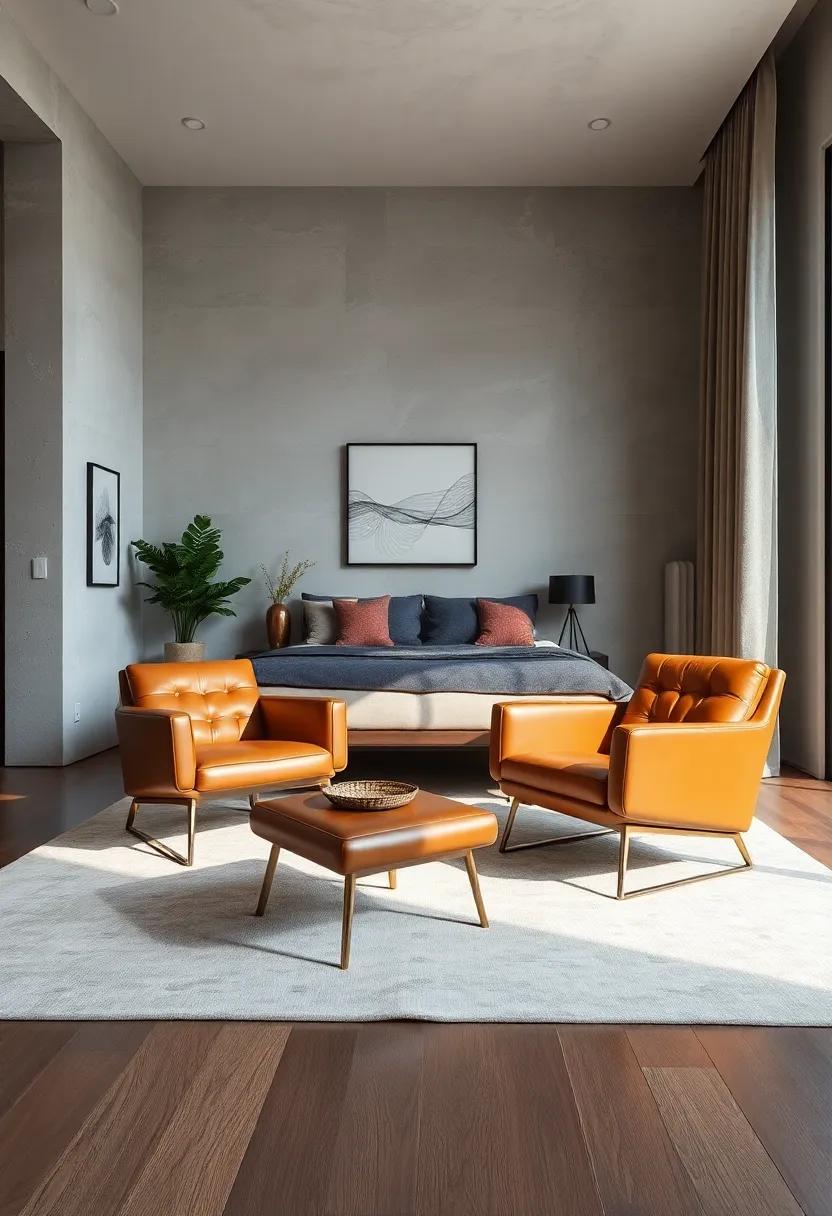 leather ⁤lounge Chairs with Sleek Metal⁤ legs