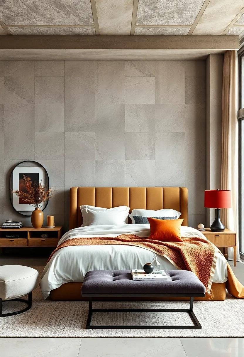 Statement Headboards ‍with Mixed Materials