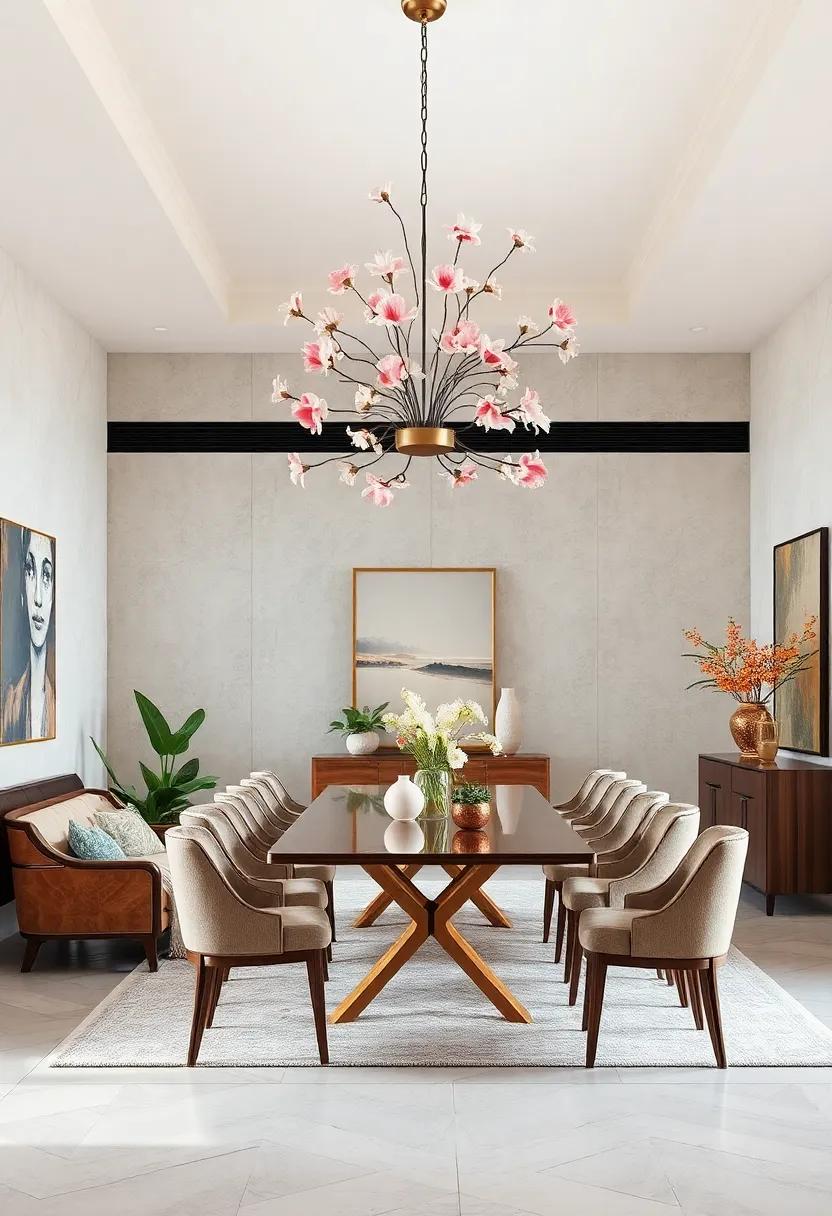 Garden Chic: Floral motifs implanted in bronze or gold framework enhance the space with delicate sophistication