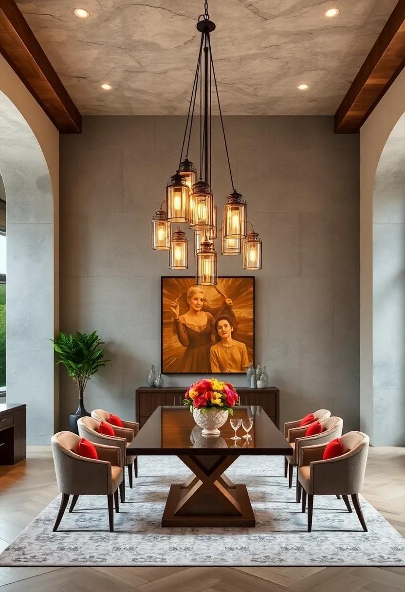 Lantern Cluster: Multiple small lantern pendants gathered together to produce both warmth and depth in lighting