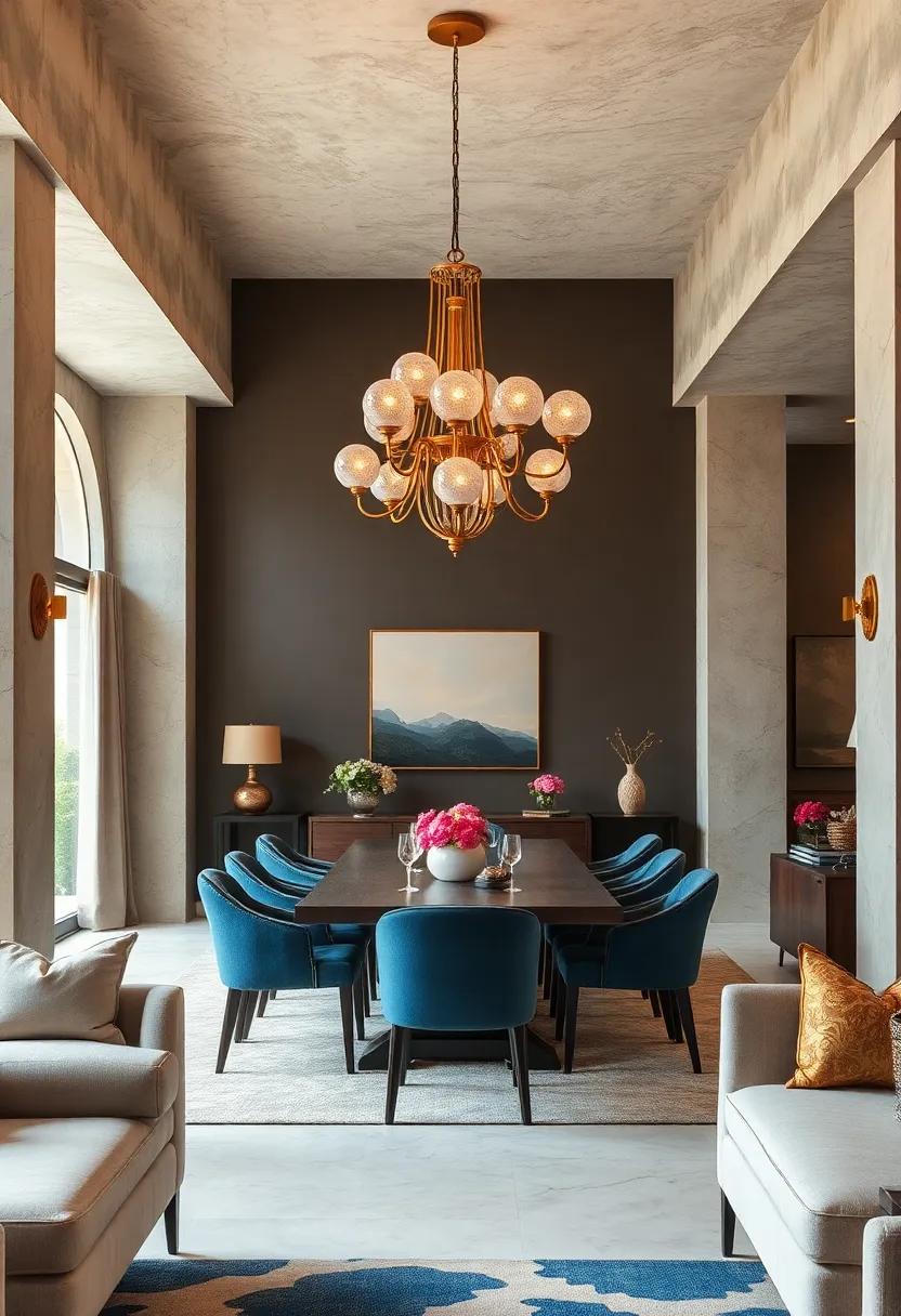 Vintage Glamour: Ornate gold detailing paired with etched glass globes to add a lavish touch reminiscent of Hollywood’s golden age