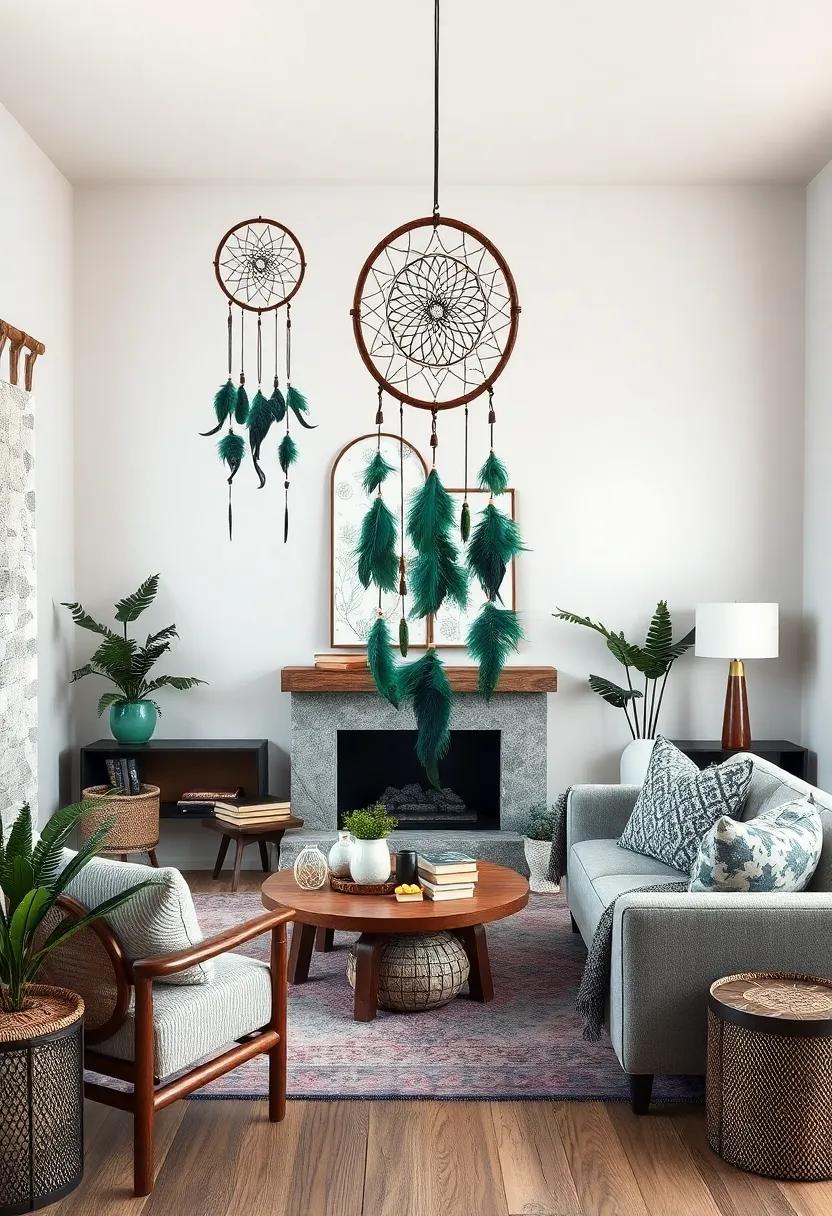 Feathered Forest Dreamcatcher – dark wooden ⁢hoops and deep green feathers channel the mystery of woodland ⁣nights