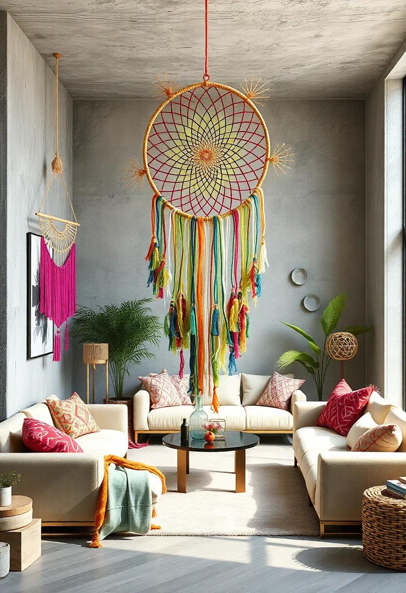 Rainbow​ Radiance Dreamcatcher – A burst of multicolored yarns captures the ⁤joyful spirit⁣ of boho living‌ with every twist