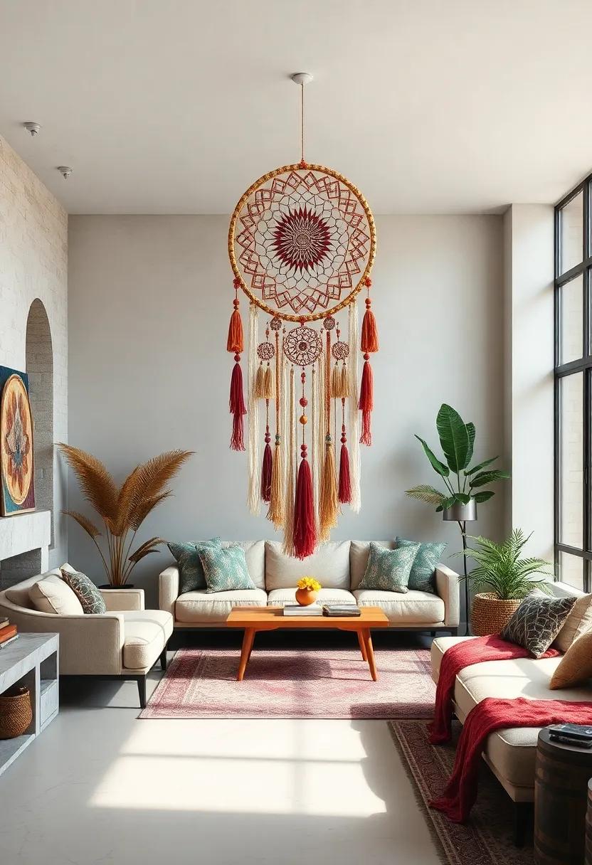 Tribal tapestry Dreamcatcher – Rich textiles ‌and​ symbolic⁤ patterns honor indigenous artistry with ⁣a contemporary twist
