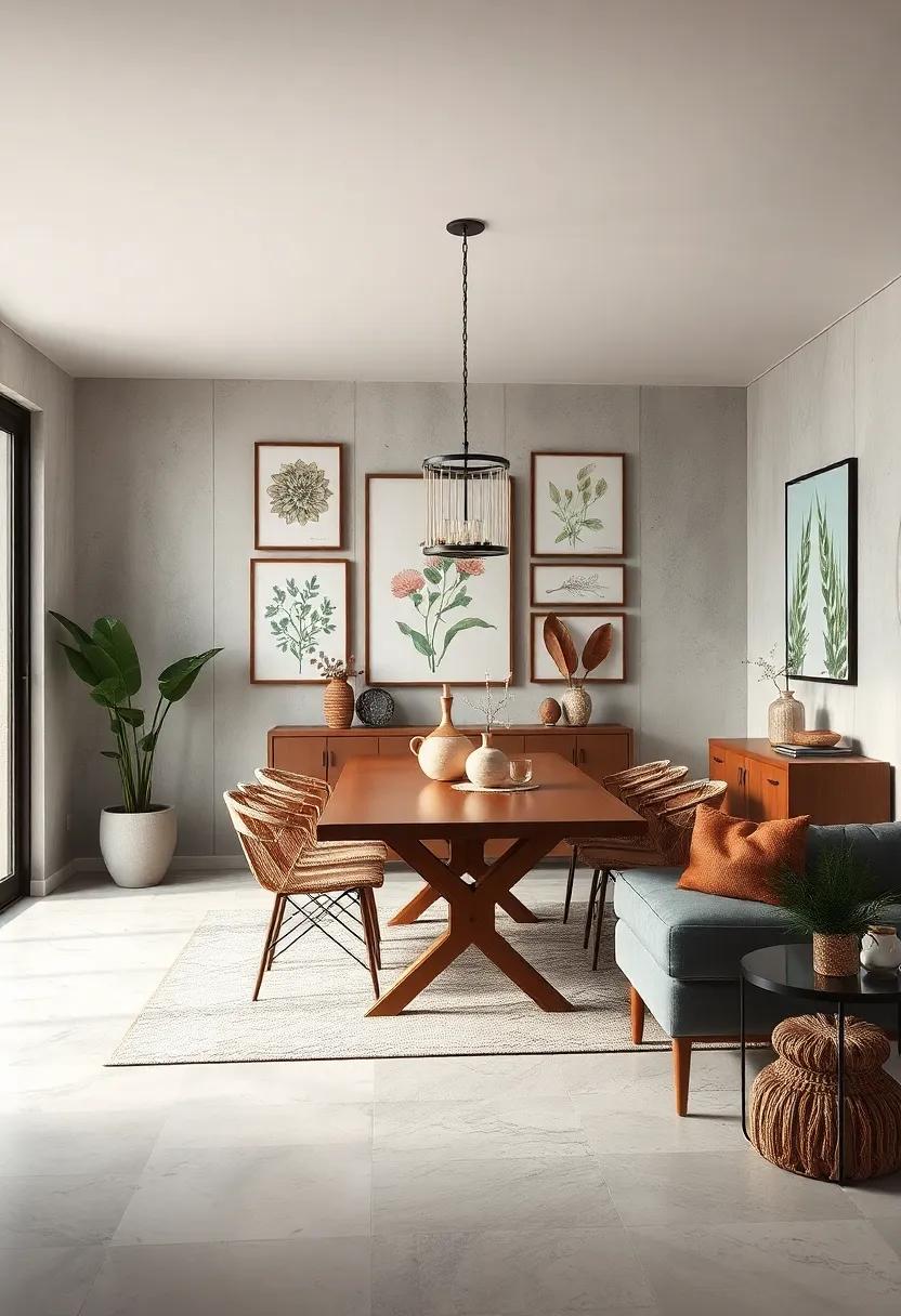 Adorn the walls ​with a gallery of framed botanical prints and abstract art for visual interest