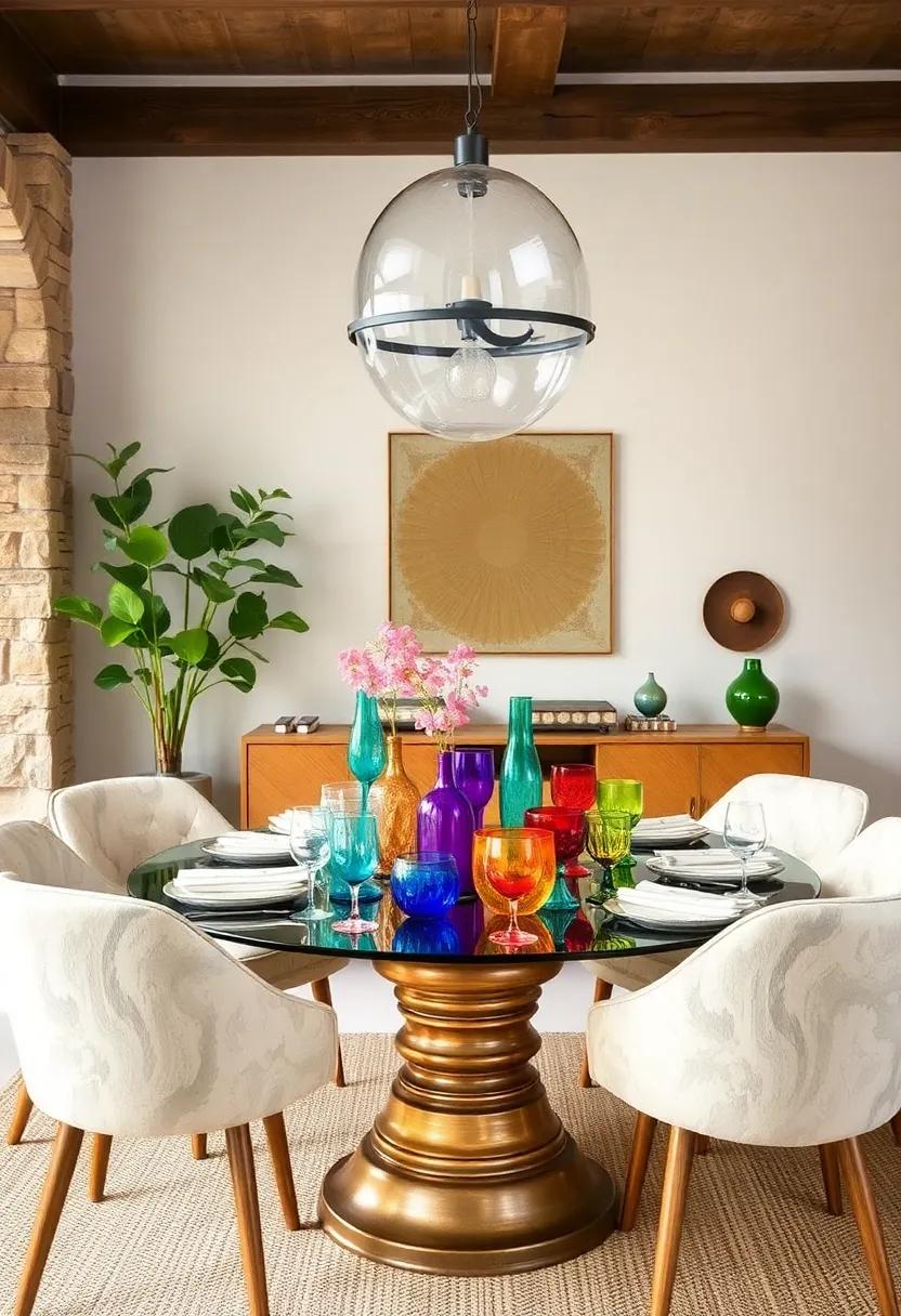 Display⁤ a vibrant collection of eclectic glassware in various shapes ⁣and colors for personality