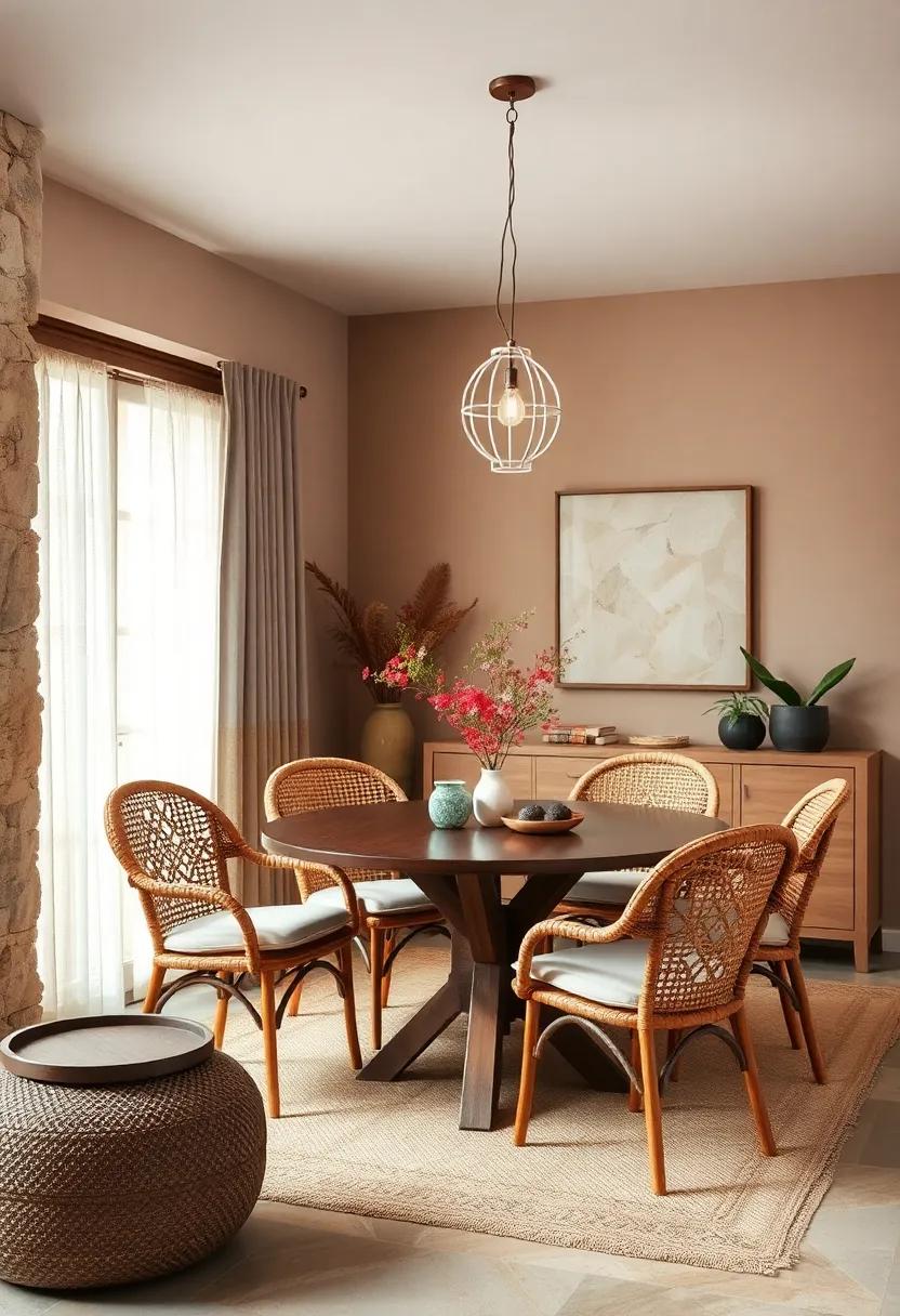 Incorporate natural woven rattan chairs to⁢ add​ texture and warmth to your dining area