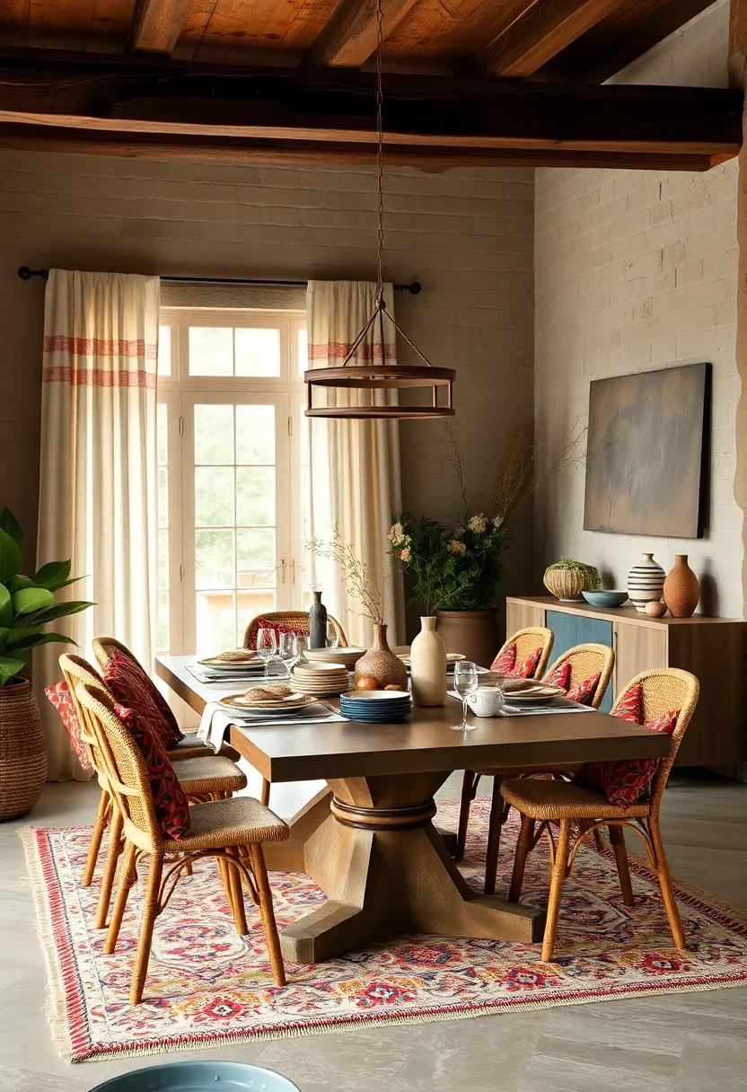 Layer your‍ table ⁣with mismatched​ ceramic⁢ plates and vibrant textiles for a relaxed,artistic ​feel