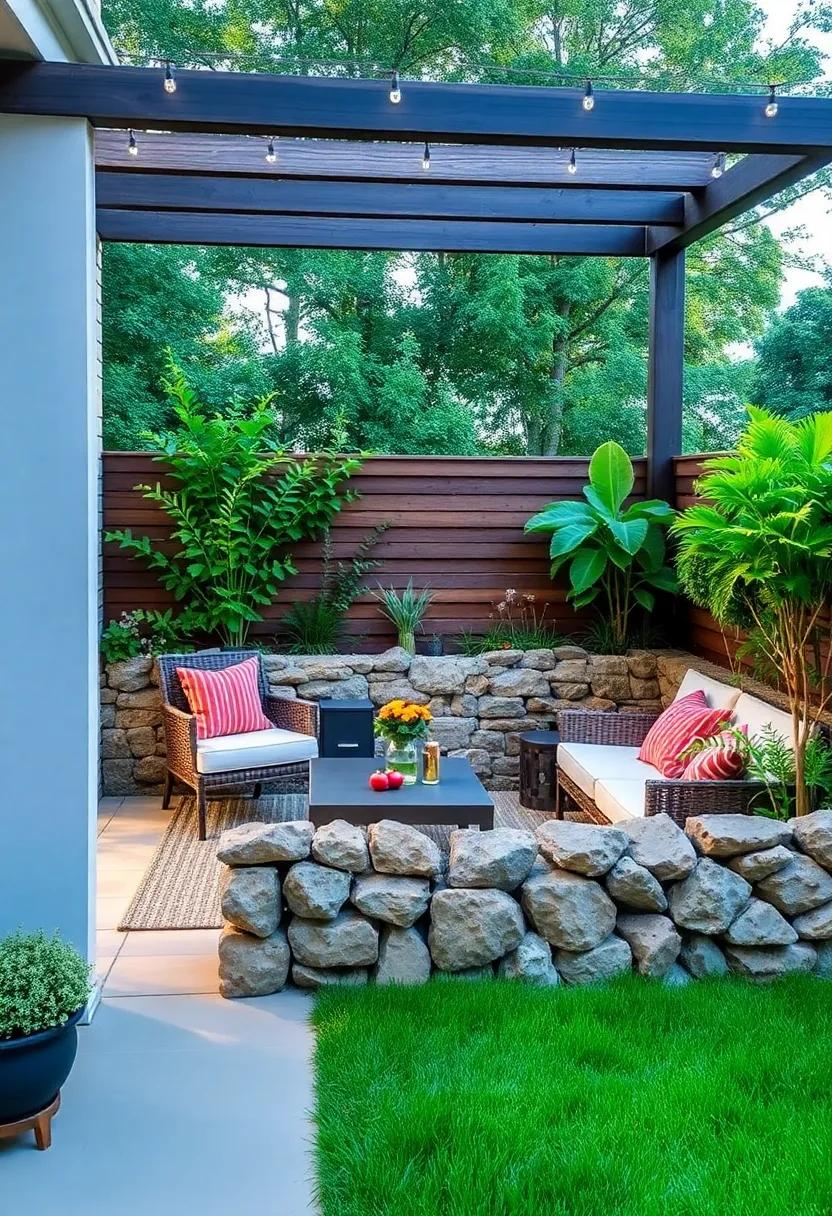 stone ⁢Stack Fence: Create a low stone⁤ fence⁢ with rocks gathered‍ from your yard or nearby locations