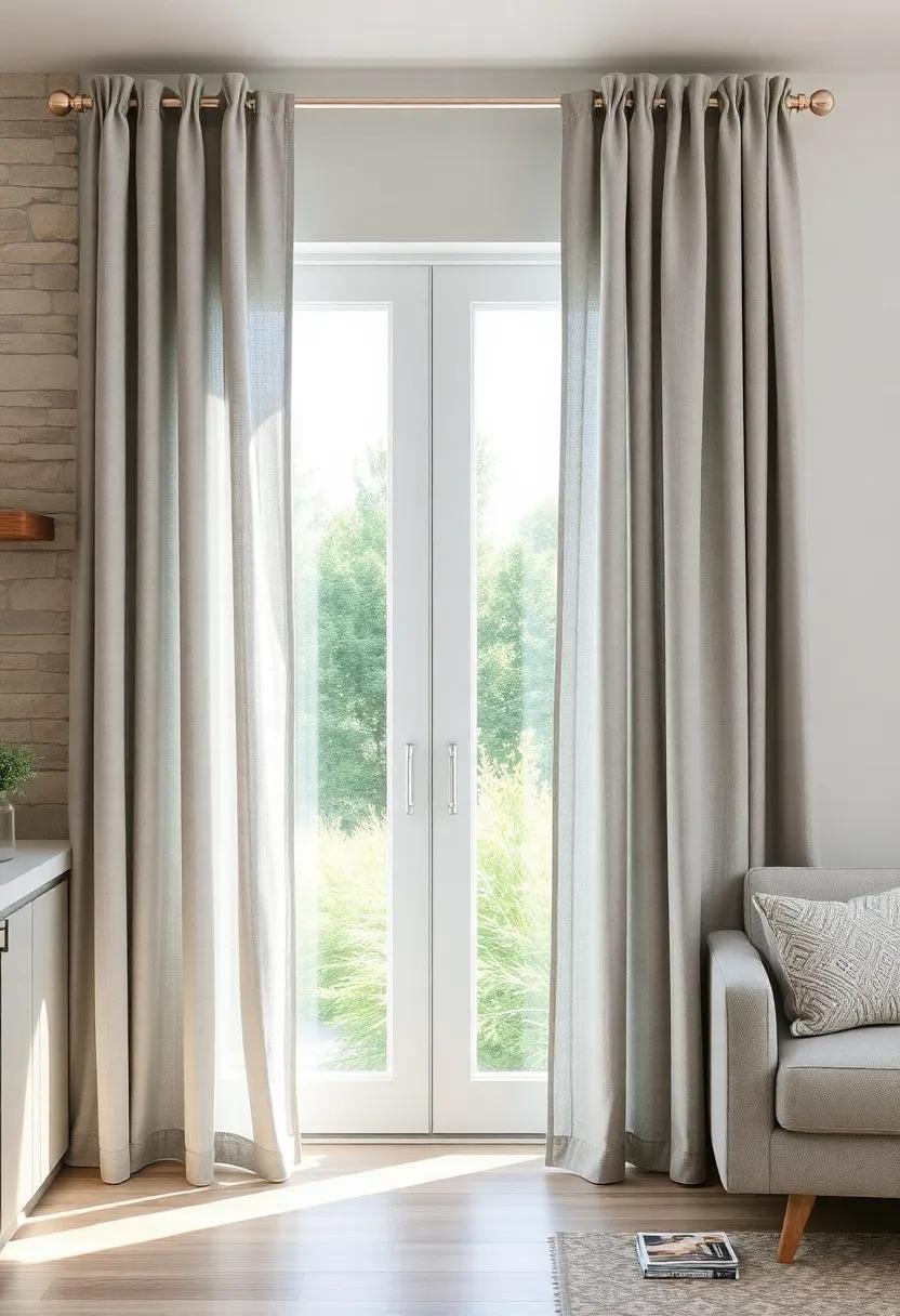 Beach Glass Beaded ⁣Tiebacks on Soft Gray Panels: Elegant ⁤gray‌ curtains paired with dangling beach glass bead tiebacks add a touch of refined coastal charm